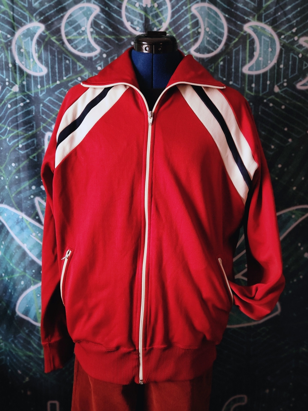 Vintage Bengal Lancer Track Jacket Red Striped Zip Up Retro Sportswear